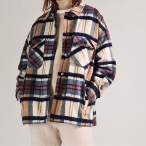 ZARA Oversized wool blend Plaid Flannel Shacket